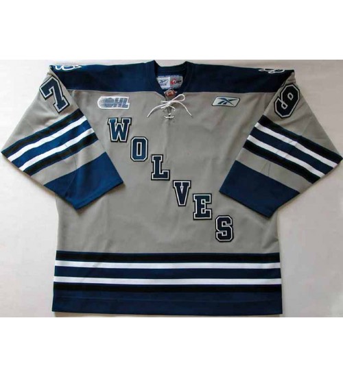 Custom OHL Sudbury Wolves 2008 09 Frankie Santini Hockey Jersey Blue